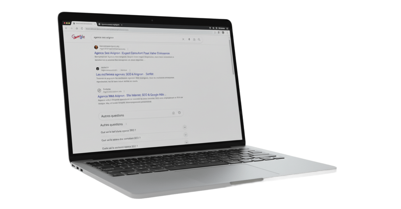 Illustration de résultats Google dans le cadre d'une prestation SEO